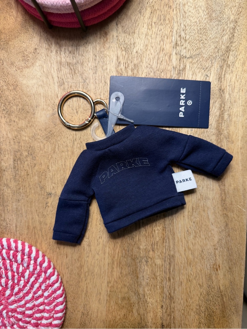 PARKE Navy Mini Sweatshirt Keychain